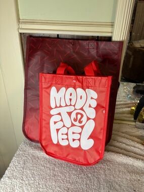 Set of 2-1Lululemon Red 'Made To Feel'S & 1 Large Reusable Tote NWT